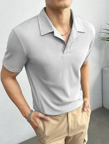 Emerce - Waffle Knitted Polo - GREY